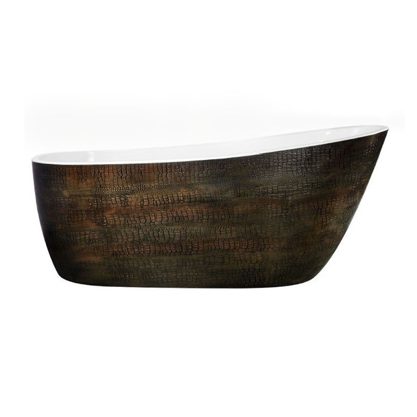 68’’ crocodile skin texture brown oval freestanding bathtub