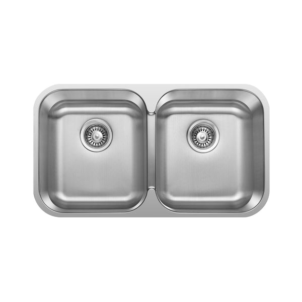 Entrada Undermount Kitchen Sink, 31'' x 18'', Double Bowl, 20G 304-Grade in Stainless Steel