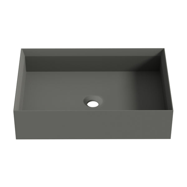 16’’X24’’ rectangular solid surface vessel sink in pure concrete