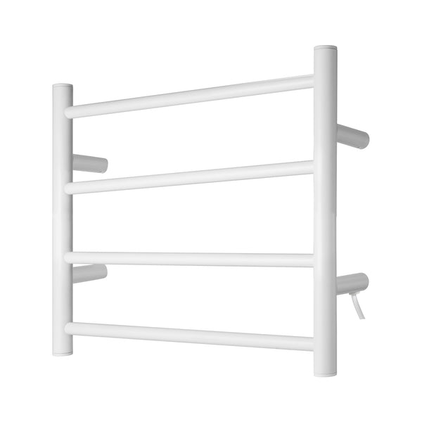 Glossy White Towel Warmer 4 Bars Round