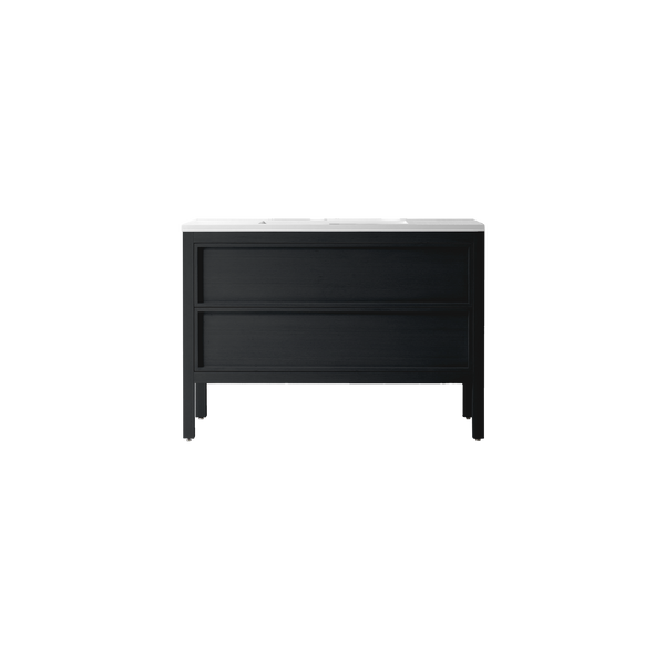 48" black matte VANITY ON LEGS 2 DRAWERS ''SHAKER''