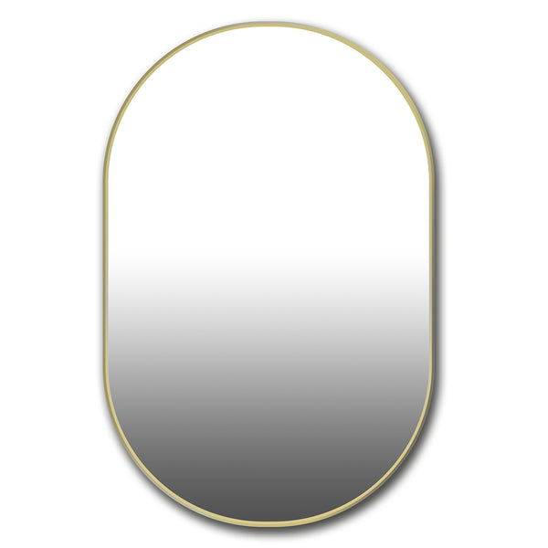 36’’ brushed brass framed oval mirror -II