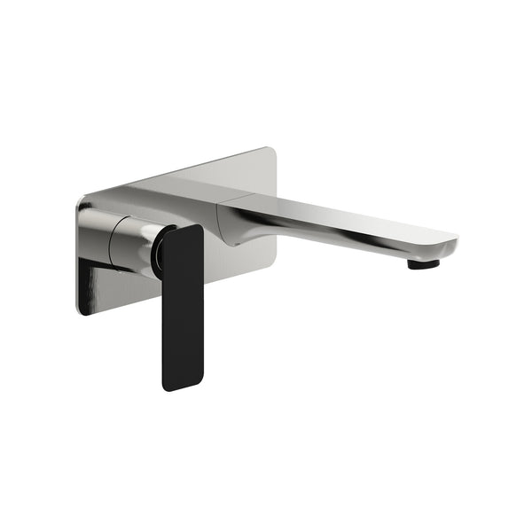 Brushed Nickel & Matte Black Wall Faucet