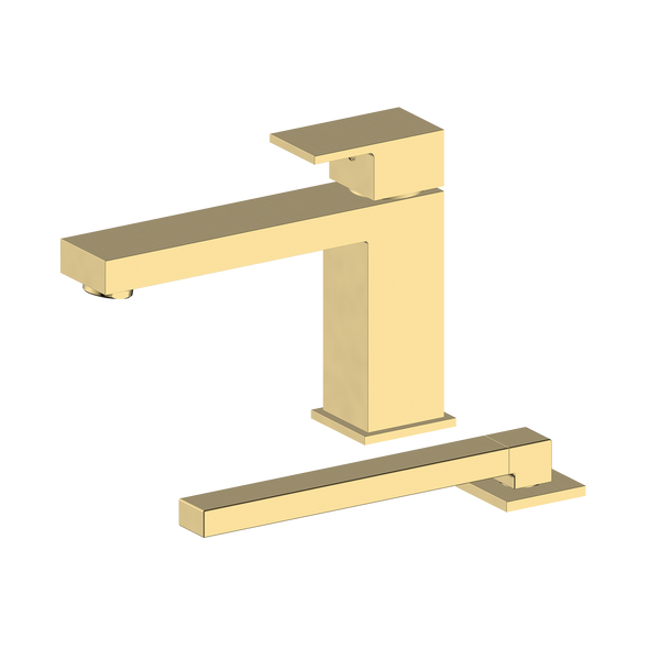 Robinet de bain et douchette fini or brossé