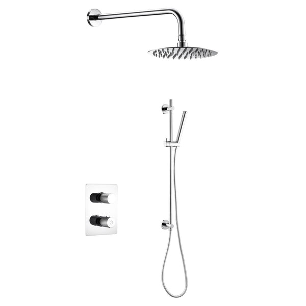 Thermostatic Shower Set Including Shower Head, Handshower On Rail And Valve In Chrome