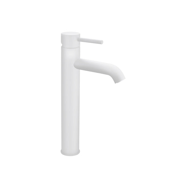 Matte White Chrome Round Vessel Faucet